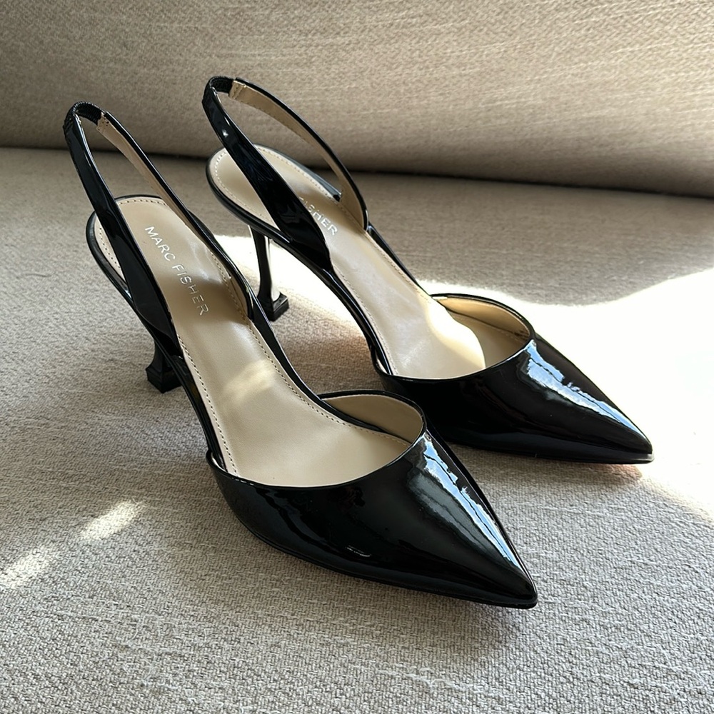Marc Fisher Hadya Slingback Pump Black Patent